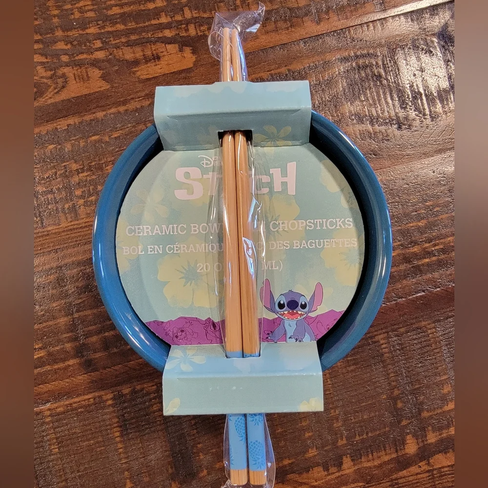 NWT Ceramic ramen and chopsticks bowl‎ Disney Lilo and Stitch